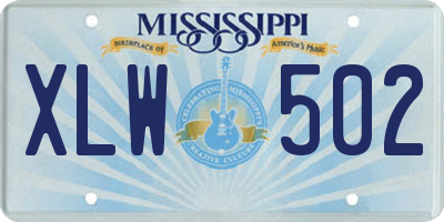 MS license plate XLW502
