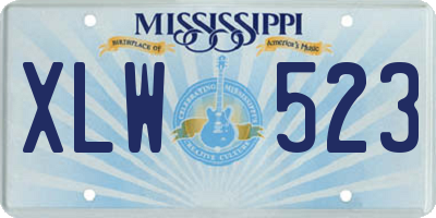 MS license plate XLW523