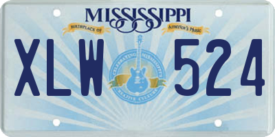 MS license plate XLW524