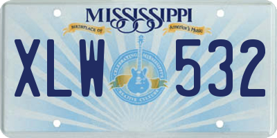 MS license plate XLW532