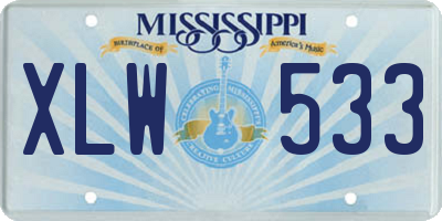 MS license plate XLW533