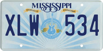MS license plate XLW534