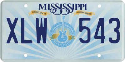 MS license plate XLW543