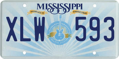 MS license plate XLW593
