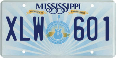 MS license plate XLW601
