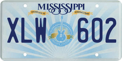 MS license plate XLW602