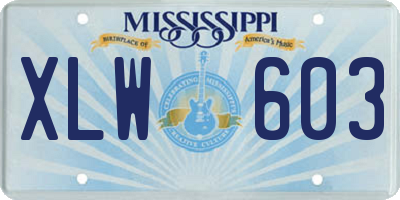 MS license plate XLW603