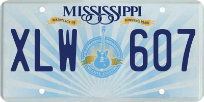MS license plate XLW607