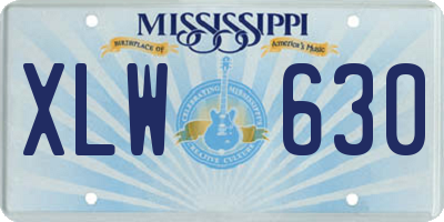 MS license plate XLW630