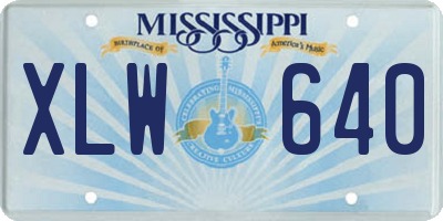 MS license plate XLW640