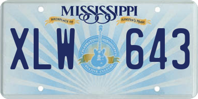 MS license plate XLW643