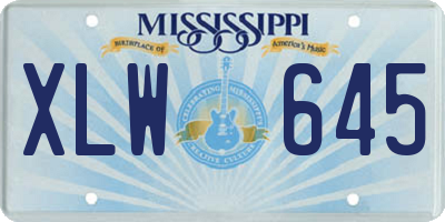 MS license plate XLW645