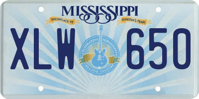 MS license plate XLW650