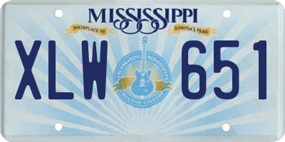 MS license plate XLW651