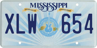 MS license plate XLW654