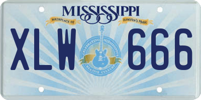 MS license plate XLW666