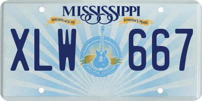 MS license plate XLW667