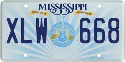 MS license plate XLW668