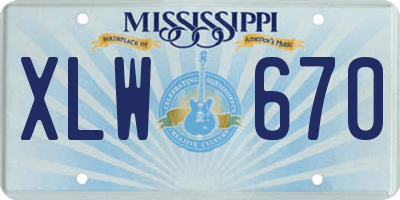 MS license plate XLW670