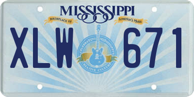 MS license plate XLW671