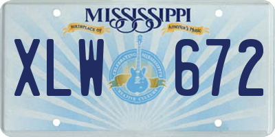 MS license plate XLW672