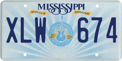 MS license plate XLW674