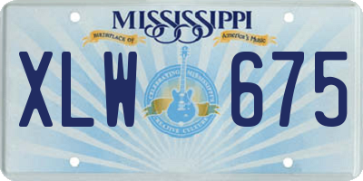 MS license plate XLW675