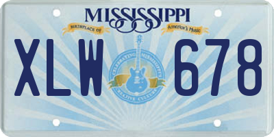 MS license plate XLW678