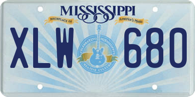 MS license plate XLW680