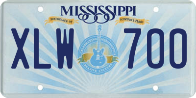 MS license plate XLW700