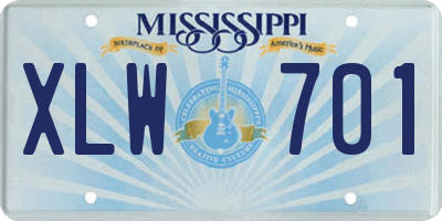 MS license plate XLW701