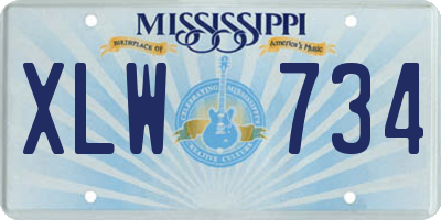 MS license plate XLW734