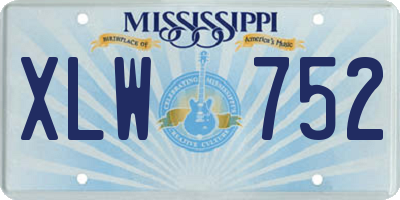 MS license plate XLW752