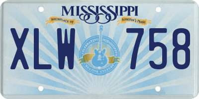 MS license plate XLW758