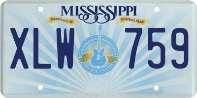 MS license plate XLW759