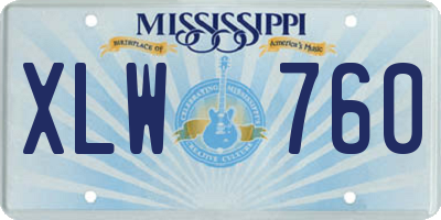 MS license plate XLW760