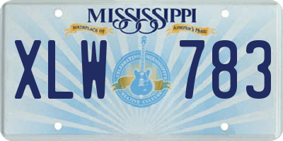 MS license plate XLW783