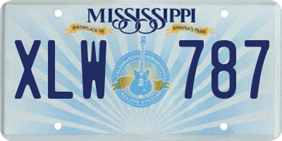 MS license plate XLW787