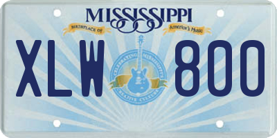 MS license plate XLW800