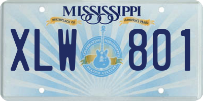 MS license plate XLW801