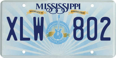 MS license plate XLW802