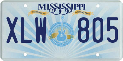 MS license plate XLW805