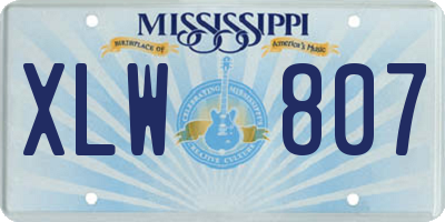 MS license plate XLW807