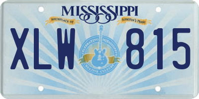 MS license plate XLW815