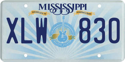 MS license plate XLW830