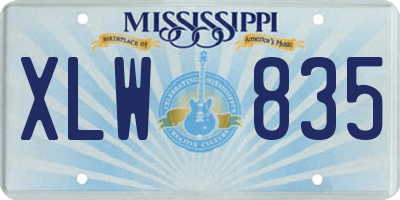 MS license plate XLW835