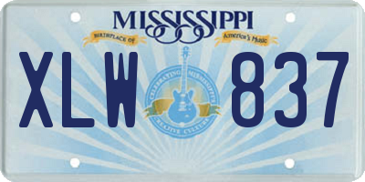MS license plate XLW837