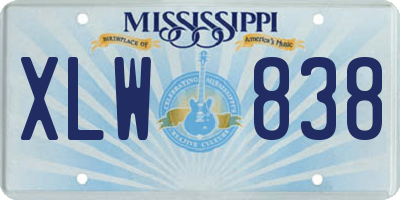 MS license plate XLW838