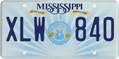 MS license plate XLW840