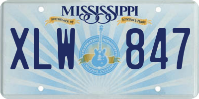 MS license plate XLW847